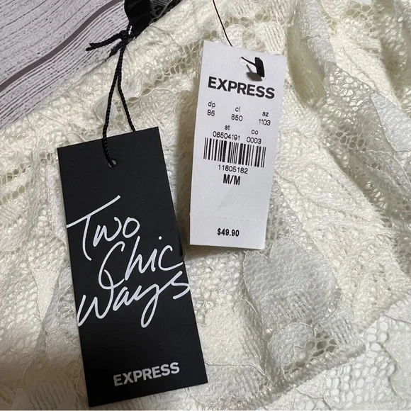 EXPRESS Off The Shoulder Ruffle Lace Thong Bodysuit - Picture 6 of 16